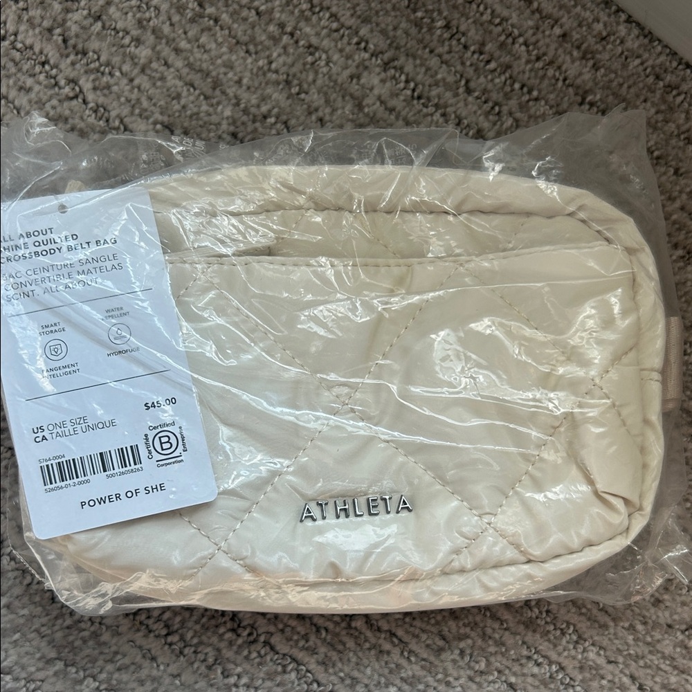 Athleta Quilted Ivory Belt Bag